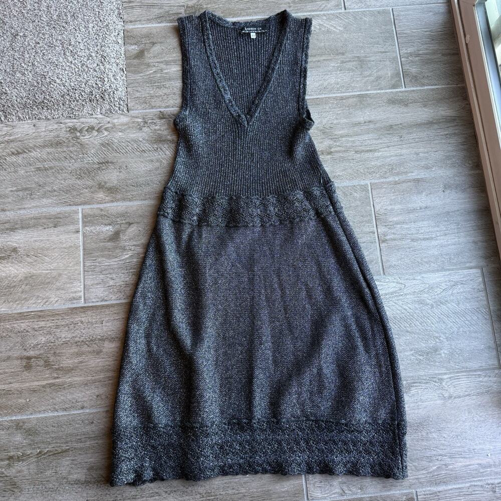 Andrew GN Metallic Wool Blend Knit Midi Dress Size 44 Made in France Sleeveless